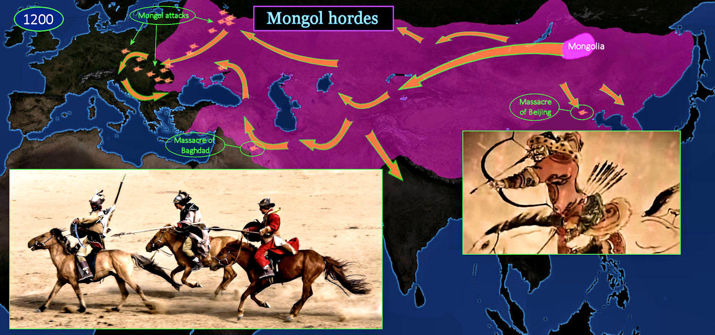 Mongol invasion, 1200s map